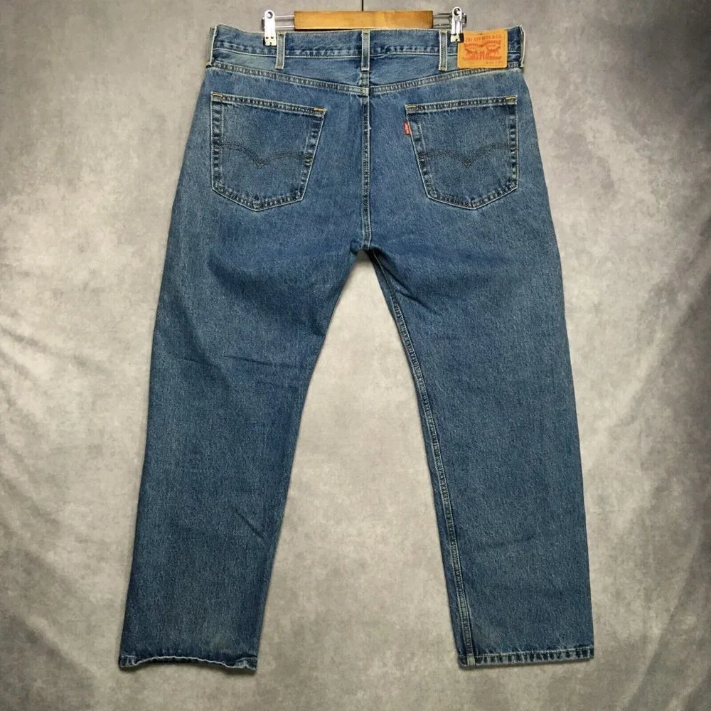 Levis‎ Mens 505 Regular Fit Blue Jeans size 40x29 Cotton Denim Pants Zipper Fly